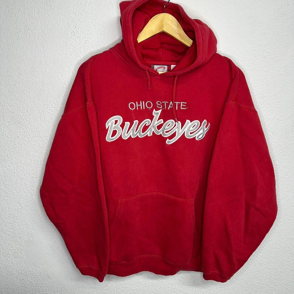 Vintage Ohio State Buckeyes hoodie in red and white script font